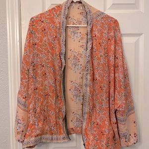 Free People floral pattern zip kimono